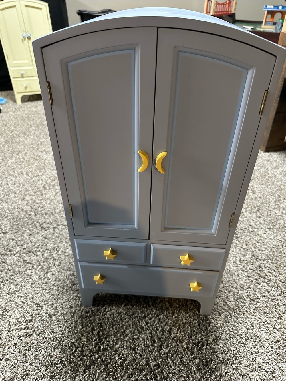 Wooden Armoire with Yellow Star & Moon Knobs